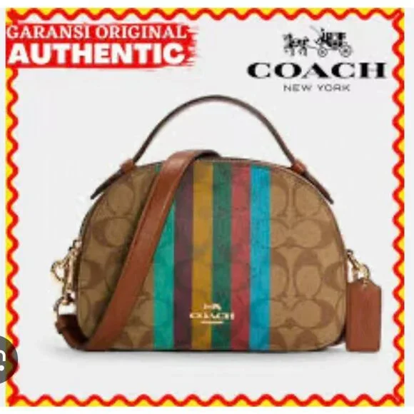 COACH Serena Satchel Crossbody Bag In Signature Canvas With Stripe C5642 - Picture 5 of 12